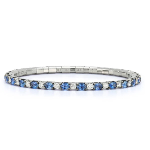 EXTENSIBLE 18K White Gold Blue Sapphire and Diamond Bracelet