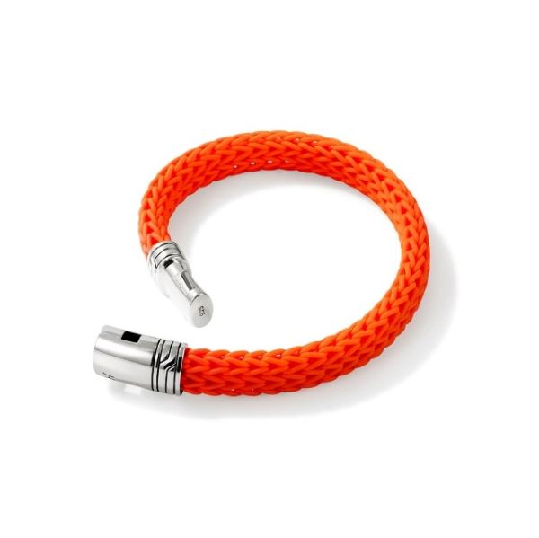 Orange Rubber Bracelet With Silver Pusher Clasp