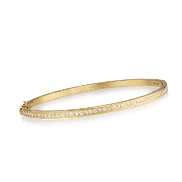 TODD REED Gold Hinged Bracelet with Diamonds