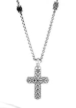 Load image into Gallery viewer, Men&#39;s Classic Chain Cross Pendant With Onyx Beads
