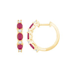 Load image into Gallery viewer, 14K Yellow Gold Ruby &amp; Diamond Earrings