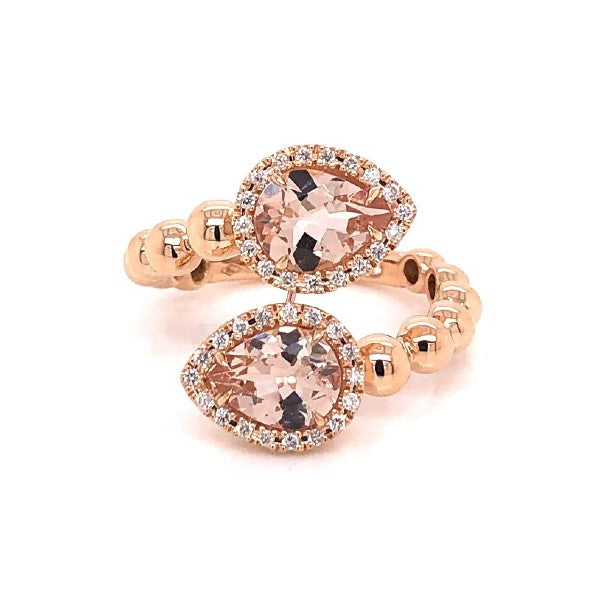 CASATO 18K Rose Gold Contrarié Twist Morganite Diamond Ring