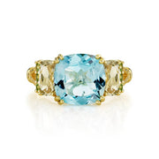 SLOANE STREET 18K Yellow Gold Blue Topaz, Amethyst, and Tsavorite Ring