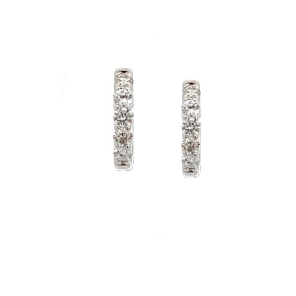 14K White Gold Diamond Huggie Earrings