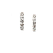 14K White Gold Diamond Huggie Earrings