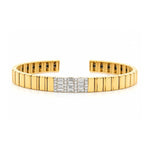 Load image into Gallery viewer, 18K Yellow Gold Fluted Cuff Bracelet with Diamonds