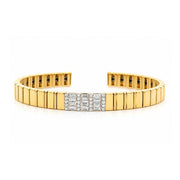 18K Yellow Gold Fluted Cuff Bracelet with Diamonds