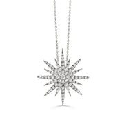 18K White Gold Diamond Starburst Pendant
