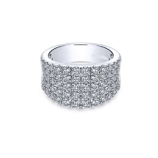 14K White Gold Wide Band Pave Diamond Ring