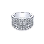 14K White Gold Wide Band Pave Diamond Ring