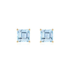 Load image into Gallery viewer, 14K Yellow Gold Princess Cut Aquamarine Stud Earrings
