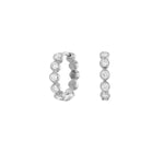 Load image into Gallery viewer, SETHI COUTURE 18K White Gold Modern Bezel White Diamond Huggies
