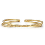 Load image into Gallery viewer, 14K Yellow Gold Crossover Beaded Cuff Bracelet