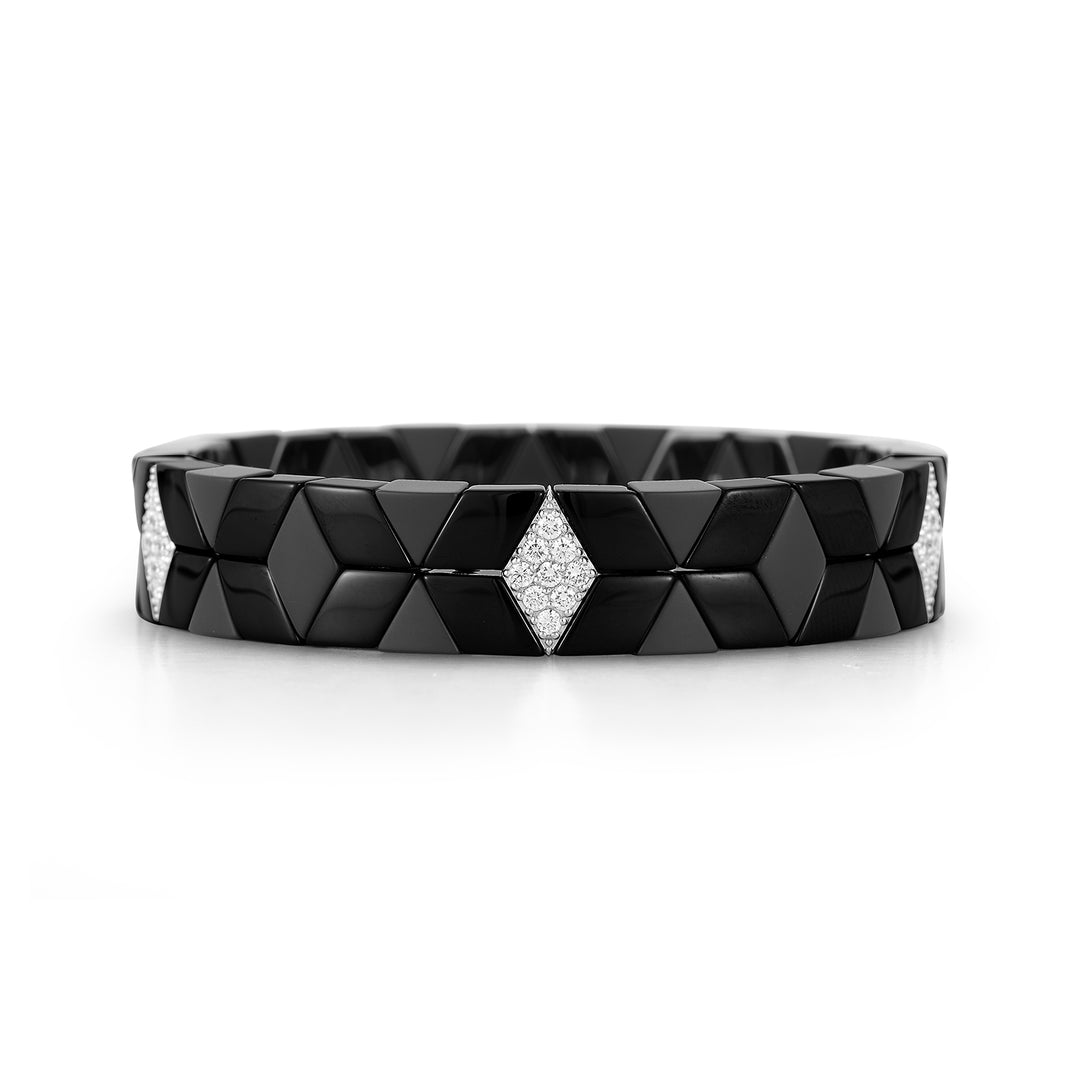 Diva Black Ceramic and Diamond Stretchable Bracelet