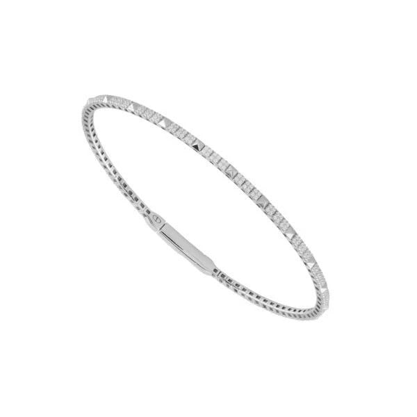 14K White Gold Flexible Diamond Bangle