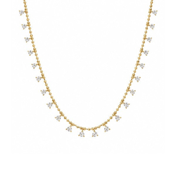 14K Yellow Gold Dangling Diamond Necklace