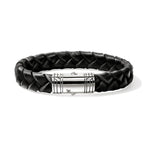 Load image into Gallery viewer, JOHN HARDY Silver 10mm Braided Black Leather Bracelet
