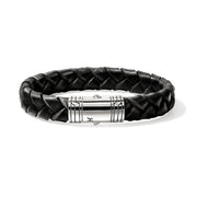 JOHN HARDY Silver 10mm Braided Black Leather Bracelet