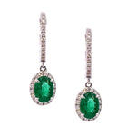 Load image into Gallery viewer, Emerald and Diamond Halo Earrings
