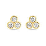 Load image into Gallery viewer, 14K Yellow Gold Trefoil Diamond Stud Earrings