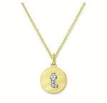 Load image into Gallery viewer, 14K Yellow Gold Diamond Mini Disc "t" Initial Necklace