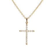 14K Yellow Gold Diamond Cross Pendant