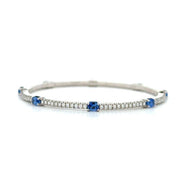 DEMEGLIO 18K White Gold Diamond and Sapphire Stretch Tennis Bracelet