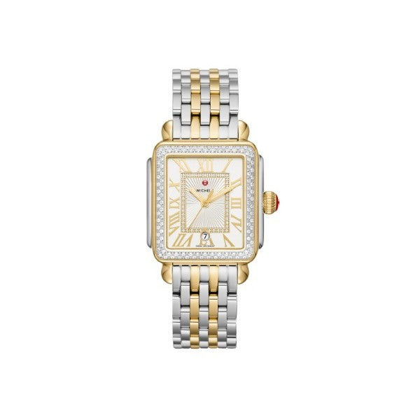 MICHELE Deco Madison Diamond Two-Tone 18K Gold-Plated Diamond Dial Watch