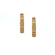 ESTATE 14K Yellow Gold Diamond Huggie Hoop Earrings