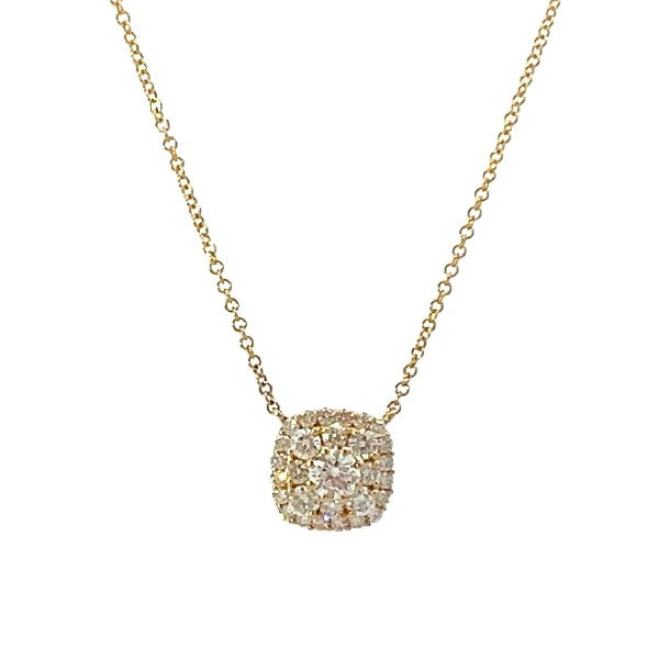 14K Yellow Gold Diamond Cluster Necklace