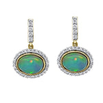 Load image into Gallery viewer, SLOANE STREET 18K Yellow Gold Bezel Set Opal Drop Earrings With Diamonds
