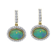 SLOANE STREET 18K Yellow Gold Bezel Set Opal Drop Earrings With Diamonds