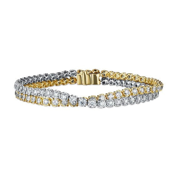 A.LINK 18K White and Yellow Gold Abbracci Collection Crossover Diamond Bracelet