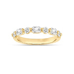 Load image into Gallery viewer, 14K Yellow Gold Alternating Emerald and Round Diamond Band