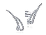 Load image into Gallery viewer, Diamond Curved Double Bar Diamond Earrings
