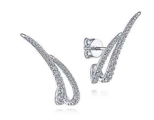 Diamond Curved Double Bar Diamond Earrings