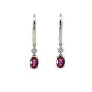 14K White Gold Ruby and Diamond Earrings