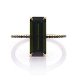Load image into Gallery viewer, 18K Yellow Gold Black Tourmaline Diamond Protection Bar Ring