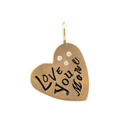 HEATHER B MOORE 14K Yellow Gold Love You More Heart Charm With Diamonds