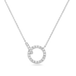 Load image into Gallery viewer, 14K White Gold Diamond Circle Pendant Necklace
