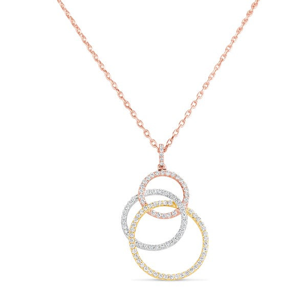 3-Tone Interlocking Diamond Necklace