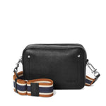 Load image into Gallery viewer, SHINOLA Natural Grain Black Leather Camera Crossbody Bag With Webbing Strap
