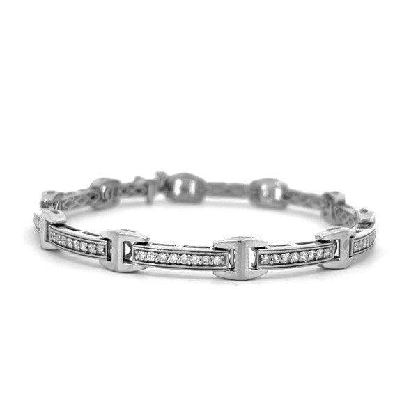ESTATE 14K White Gold Diamond Link Bracelet