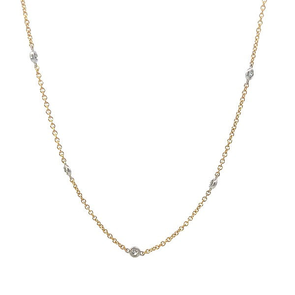 14K White and Yellow Gold Diamond Station Necklace