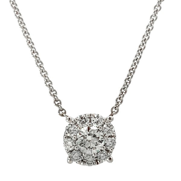 18K White Gold Diamond Cluster Necklace