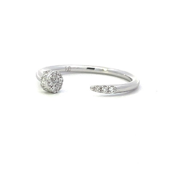 14K White Gold Open Nail Diamond Ring