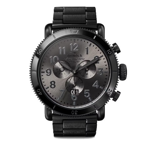 SHINOLA The Runwell Sport Chrono 48mm Sandblasted PVD Black Finish, Gunmetal Dial Watch