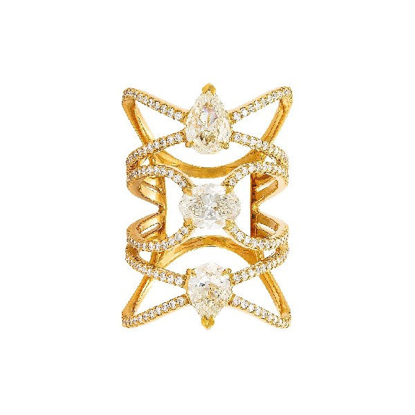 ETHO MARIA 18K Rose Gold Three Tier Open Band Diamond Ring