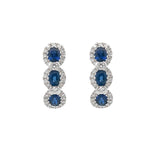 Load image into Gallery viewer, 18K White Gold Sapphire and Diamond Halo Earrings