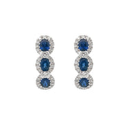 18K White Gold Sapphire and Diamond Halo Earrings